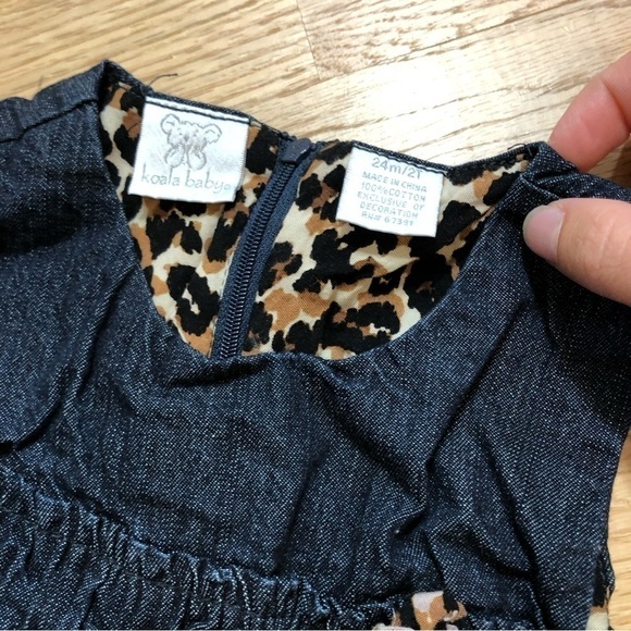 2T Girls Dress Bundle Denim Leopard Print Pineapple Watermelon Striped Pink - Picture 3 of 9